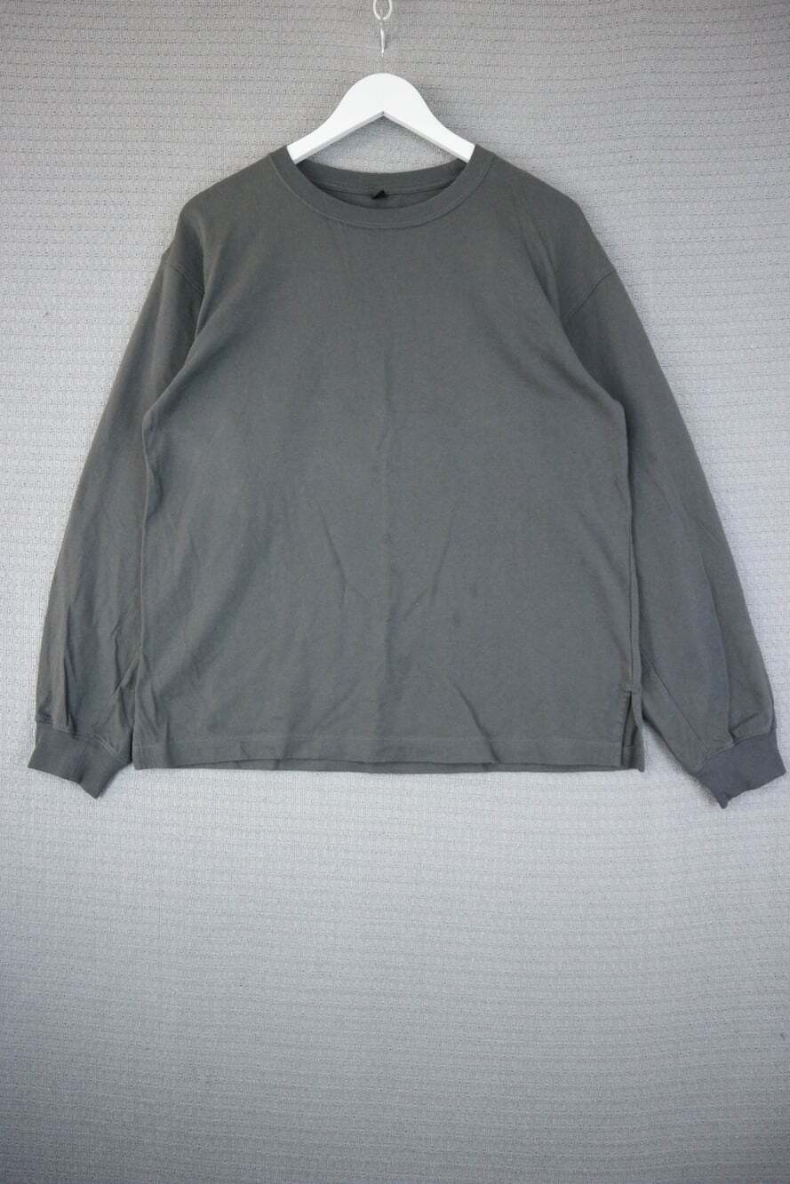 Uniqlo Long Sleeve Heavyweight Cotton T-Shirt Dark Grey Medium